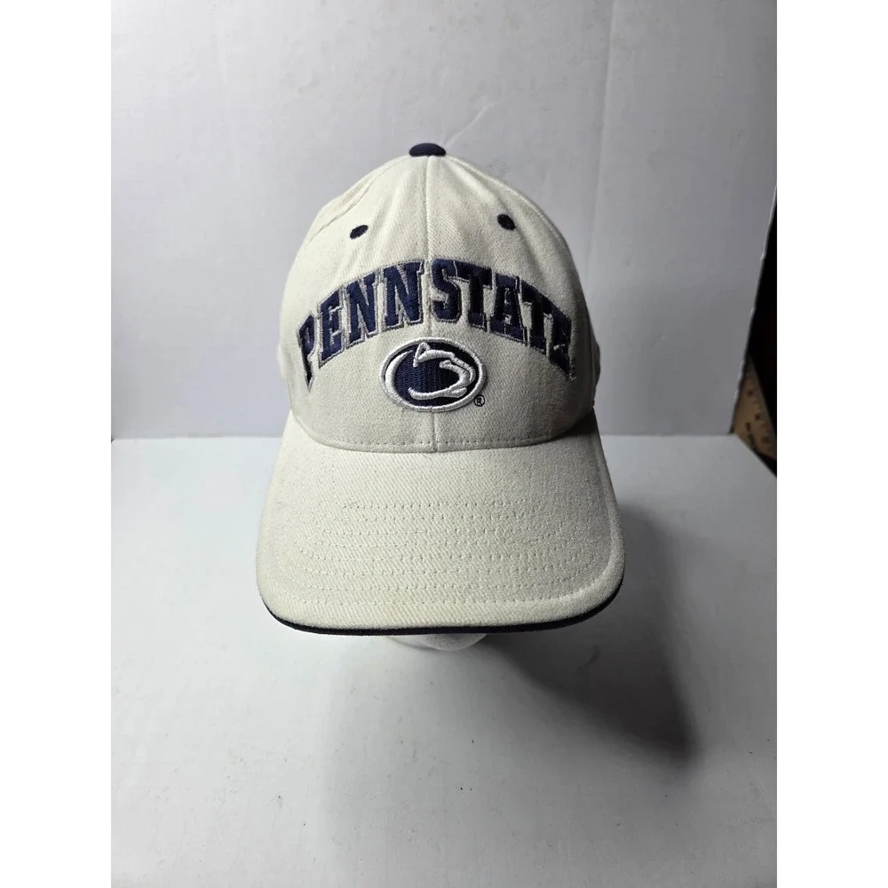 Penn State Nittany Lions Fitted Hat Team Spirit Cream Navy Blue Size 7 1/4 Hat‎